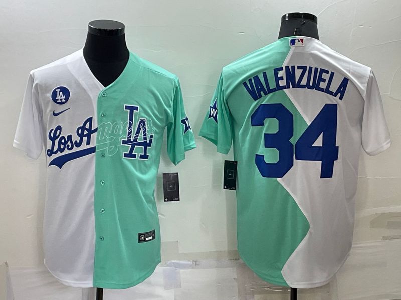 Men Los Angeles Dodgers 34 Valenzuela green white Nike 2022 MLB Jersey
